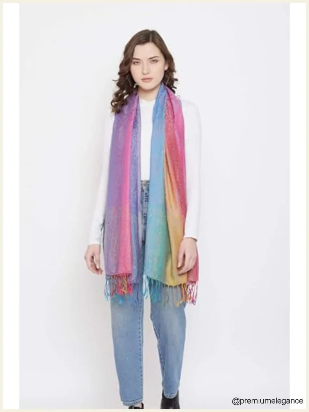 Women's Silk Scarf Luxury Satin Shawl Wrap Floral Fringed Lightweight 72